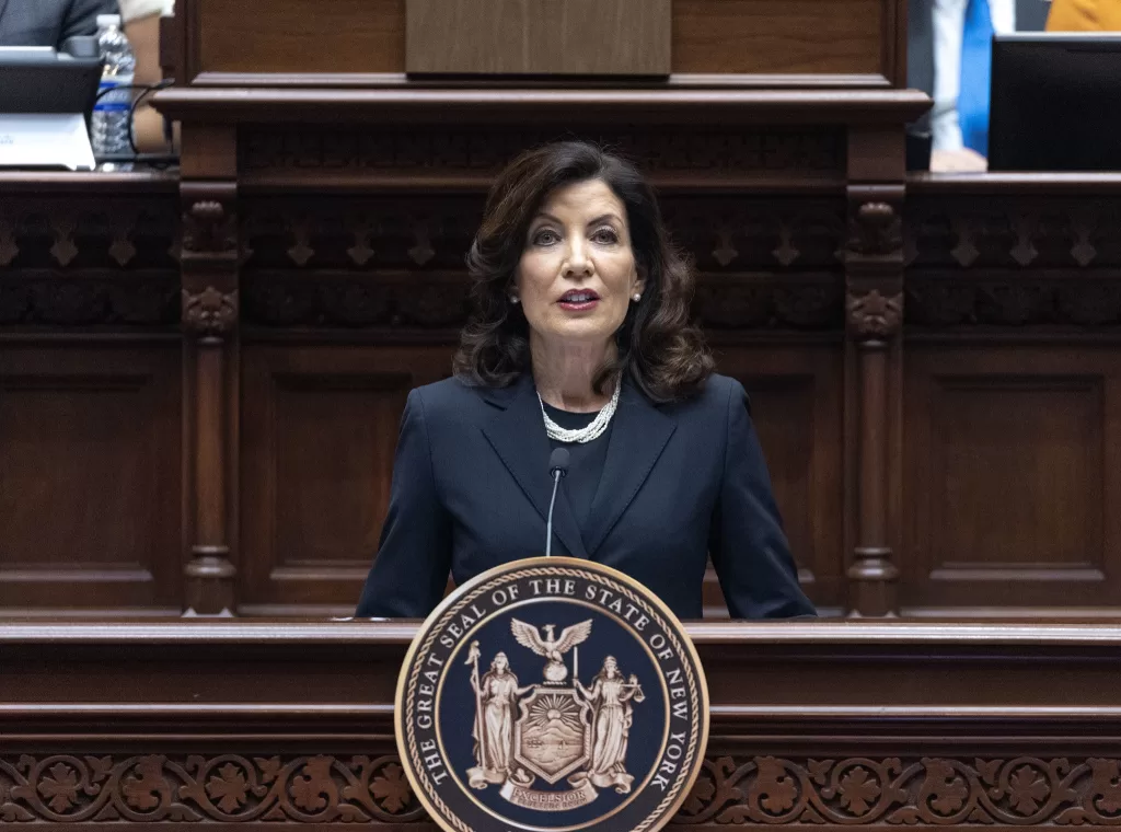 (Photo: Office of Governor Kathy Hochul) Hector LaSalle was nominated for chief judge of the highest court in the state by Governor Kathy Hochul (pictured), but her nominee was rejected by a 10-9 vote.