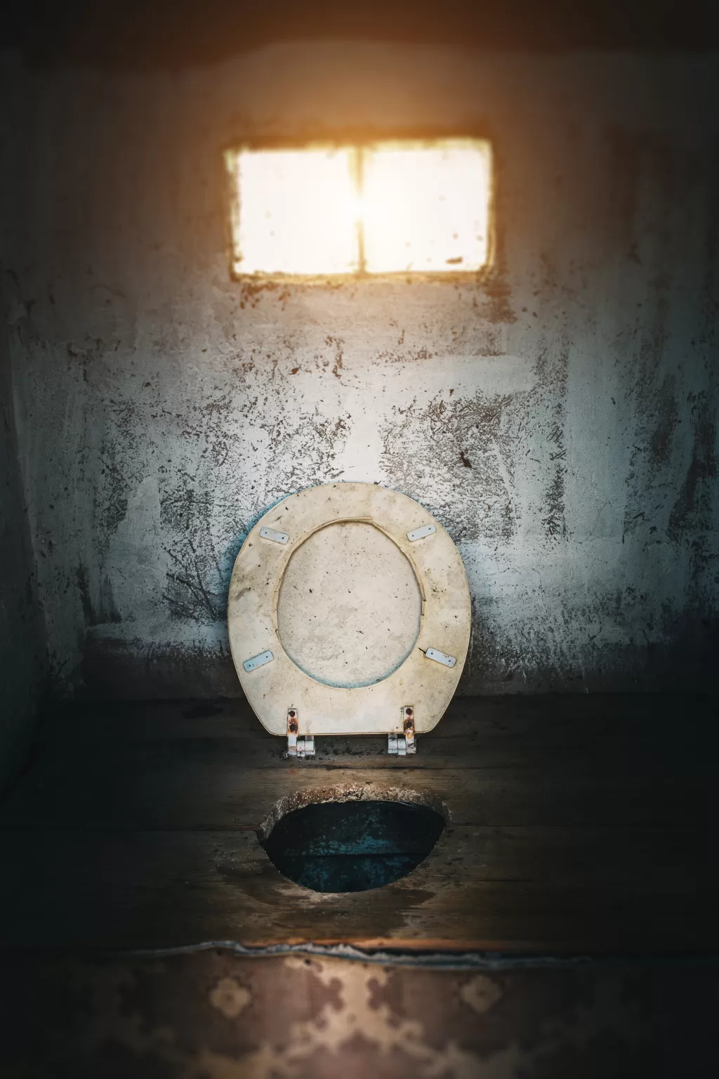 Inside view of a spectacled toilet in the village