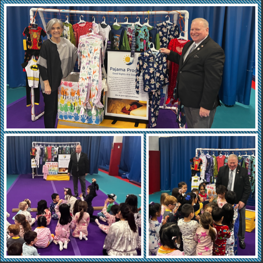 (Photo: Office of Legislator Arnold W. Drucker) Nassau County Legislator Arnold Drucker attends the annual Pajama Day at M.A.T.S.S. Kids’ Gym on March 3.