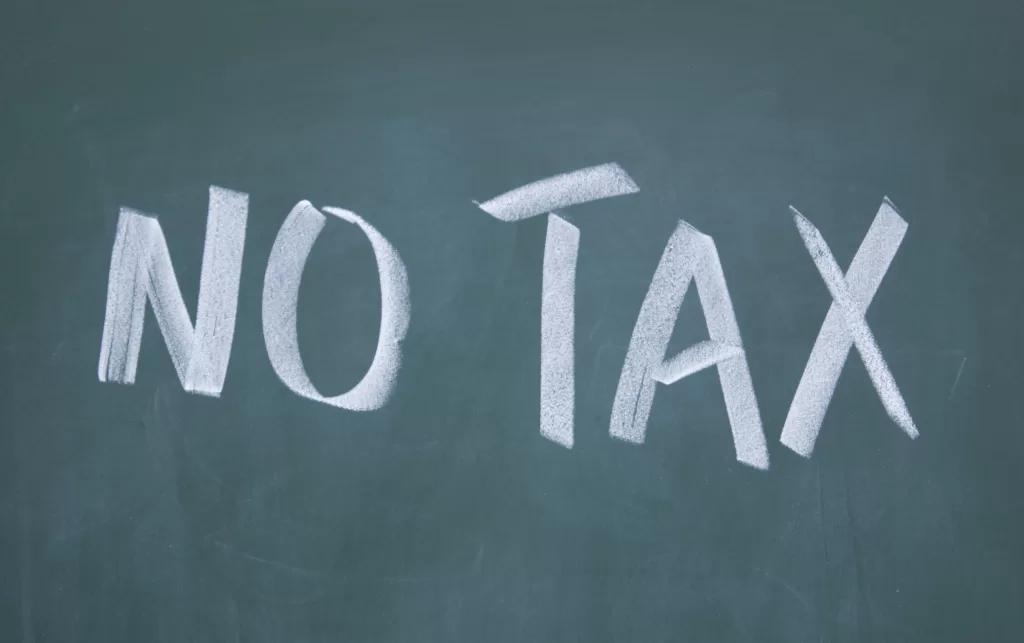 no tax title written with chalk on blackboard