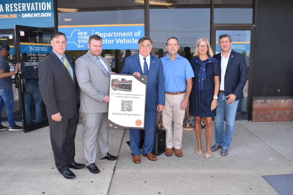 (Photo Courtesy of the Town of Brookhaven) Pictured (left to right): NYS Senator Anthony Palumbo, NYS Assemblyman Ed Flood, Brookhaven Town Supervisor Ed Romaine, Deputy Supervisor Dan Panico, Councilwoman Jane Bonner and Councilmember Jonathan Kornreich.