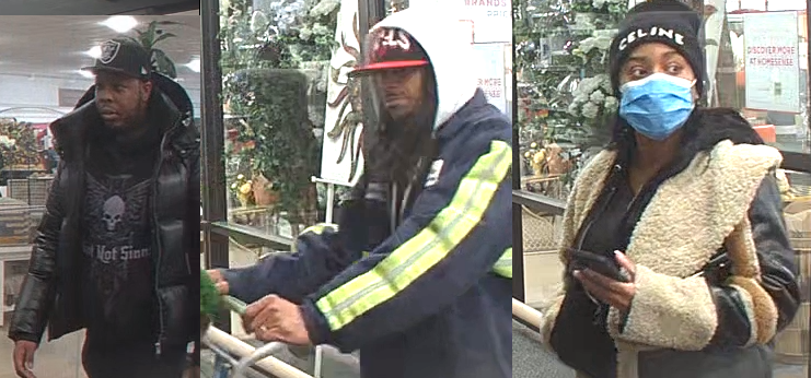 (Photo Courtesy of SCPD) These three people are wanted for stealing over $800 in floral arrangements from a Home Goods store in Commack.