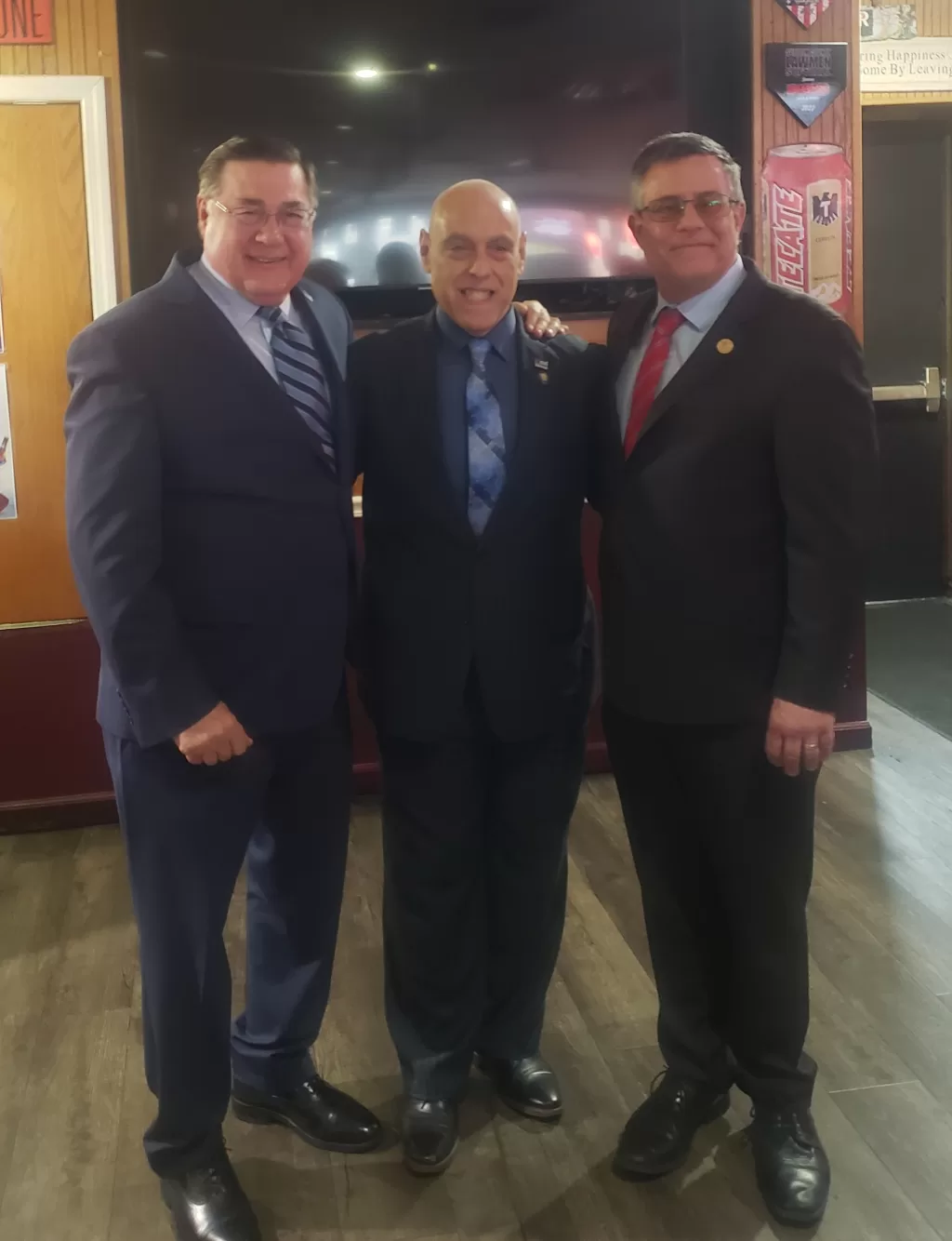 (Photo: Caitlin Crudden) Pictured (left to right): Suffolk County Executive Ed Romaine, New York State Assemblyman Joe DeStefano and Suffolk County Legislator Dominick Thorne.