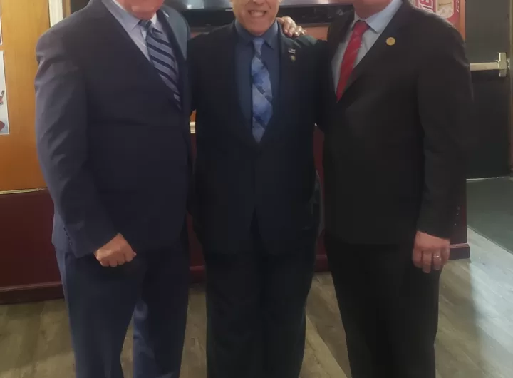 (Photo: Caitlin Crudden) Pictured (left to right): Suffolk County Executive Ed Romaine, New York State Assemblyman Joe DeStefano and Suffolk County Legislator Dominick Thorne.