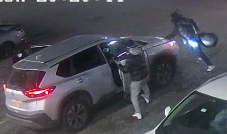 (Photo Courtesy of SCPD) Three subjects get into a Nissan Rogue after stealing more than $600 in ice cream from a Huntington convenience store.