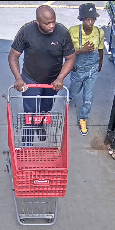 (Photo Courtesy of SCPD) This couple was seen leaving with over $1,000 of Husqvarna equipment from a Lowe's store in Riverhead without paying.