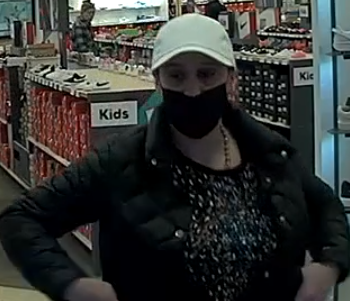 (Photo Courtesy of SCPD) This woman is wanted for stealing footwear from a store in Islandia.