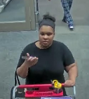 (Photo Courtesy of SCPD) This woman is wanted for stealing merchandise from a Medford store.