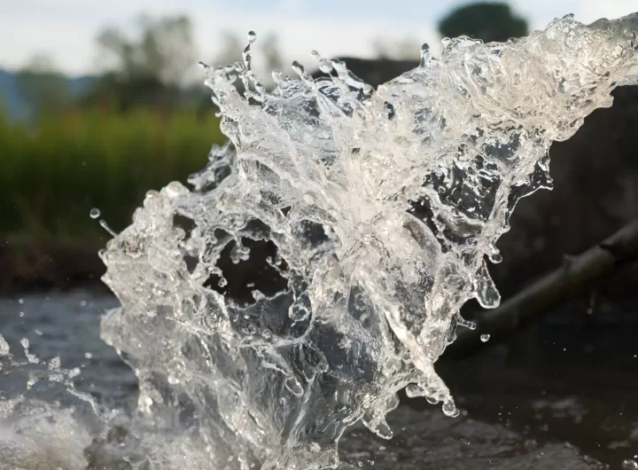 Water flowing from irrigation pipe