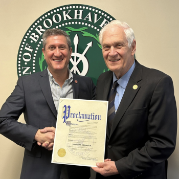 (Photo: Office of Suffolk County Legislature) Brookhaven Town Councilman Jonathan Kornreich and Suffolk County Legislator Steve Engelbright.