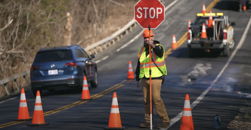 (Credit: NYSDOT) A screenshot of the public service video from the New York State Department of Transportation as part of Work Zone Awareness Week.