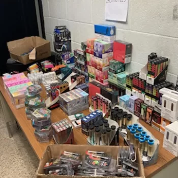 (Photo Courtesy of SCPD) These vapes were seized from Island Mini Mart in Deer Park.