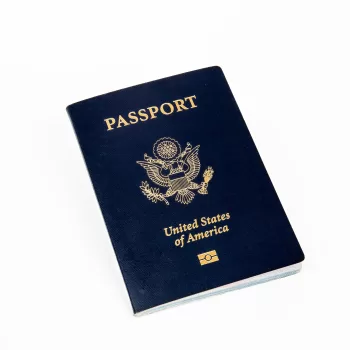 US Passport on white background
