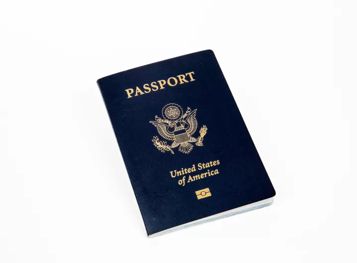 US Passport on white background