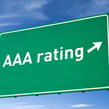 Highway directional sign for AAA credit rating, clipping path