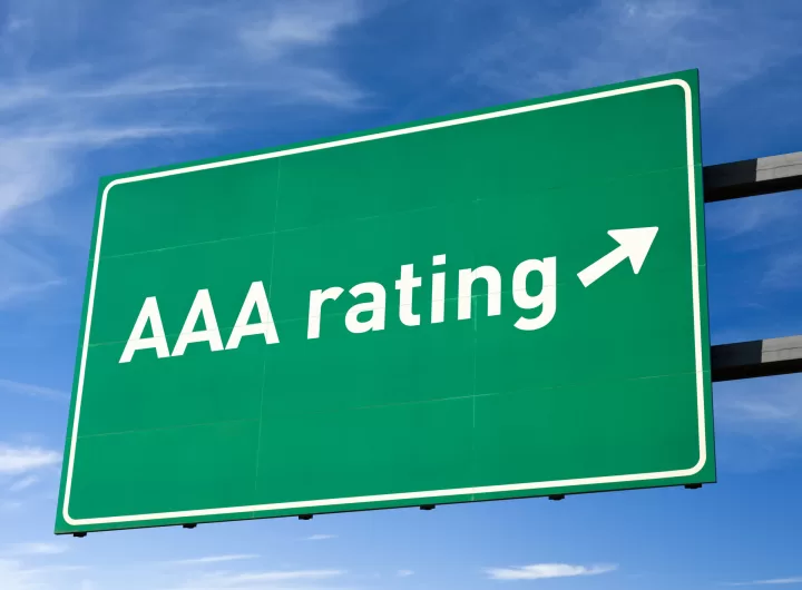 Highway directional sign for AAA credit rating, clipping path