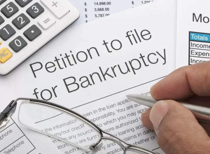 Close up of bankruptcy petition