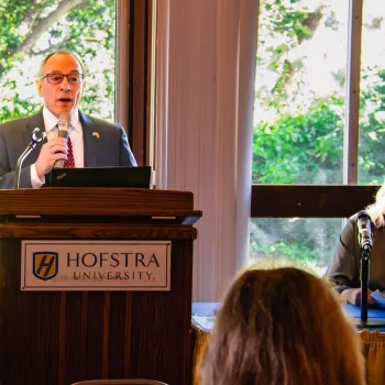 (Photo: Office of Legislator Michael Giangregorio speaks at the recent Elija Foundation’s Conference on "A Pathway To Adulthood Using Self-Direction: Transitioning To Independence."