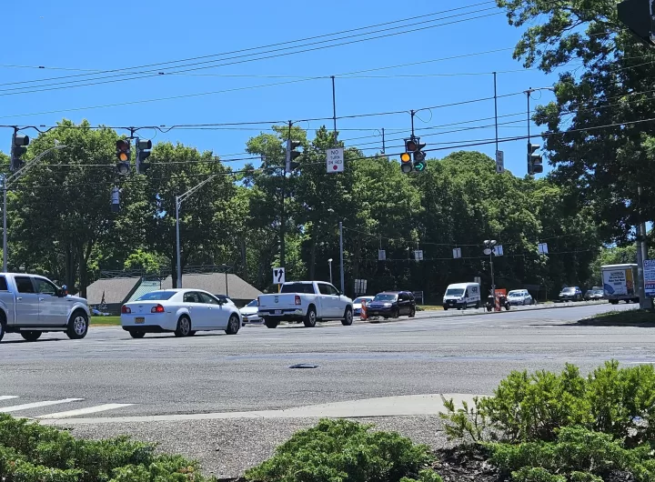 (Photo: Hank Russell) The intersection of Middle Country road and County Road 83. One of the pavement replacement projects will take place on Middle Country Road) between Suffolk County Route 83 (Patchogue-Mount Sinai Road and Mount Sinai-Coram Road.