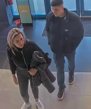 (Photo Courtesy of SCPD) This couple was seen stealing sunglasses valued more than $1,000 from a mall in Riverhead.
