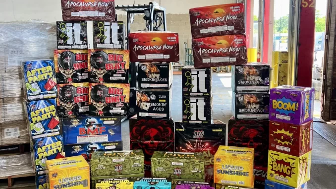 (Photo courtesy of the SCPD) The fireworks the police seized from the warehouse