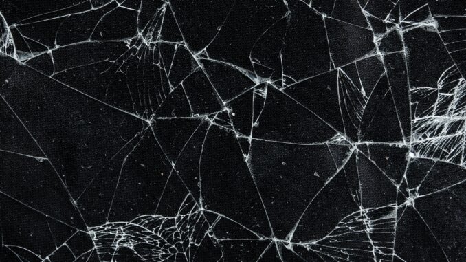 The pattern on the glass is cracked. damage to the glass. cracked texture