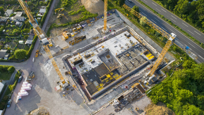 Construction site and equipment - aerial view